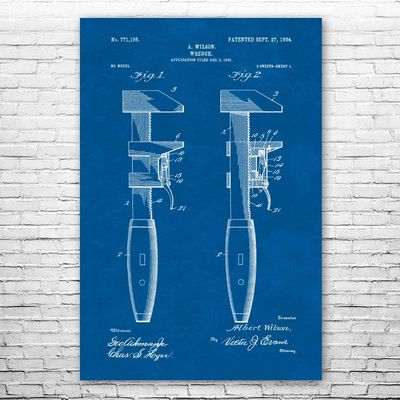 Pipe Wrench Poster Print, Plumbing Art, Pipe Fitter, Plumber Gift, Handyman Gift, Shop Class Art, Wrench Blueprint Blueprint (18 inch x 24 inch)