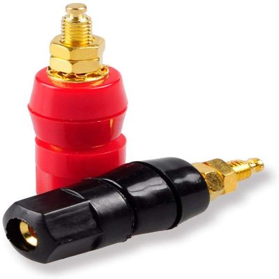 Fielect Banana Plug Socket Banana Plug Terminal Binding Post Zinc Plating Screw-Thread Type Black and Red DYC-2218 2Pairs
