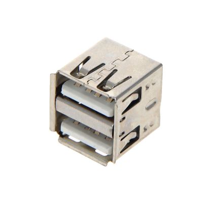 Fielect PCB USB Connector Type A Female Jack 8 Pin Double Layer 180 Degree 14.2mm Length Curled Edge 20Pcs