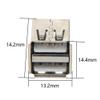 Fielect PCB USB Connector Type A Female Jack 8 Pin Double Layer 180 Degree 14.2mm Length Curled Edge 20Pcs view 2