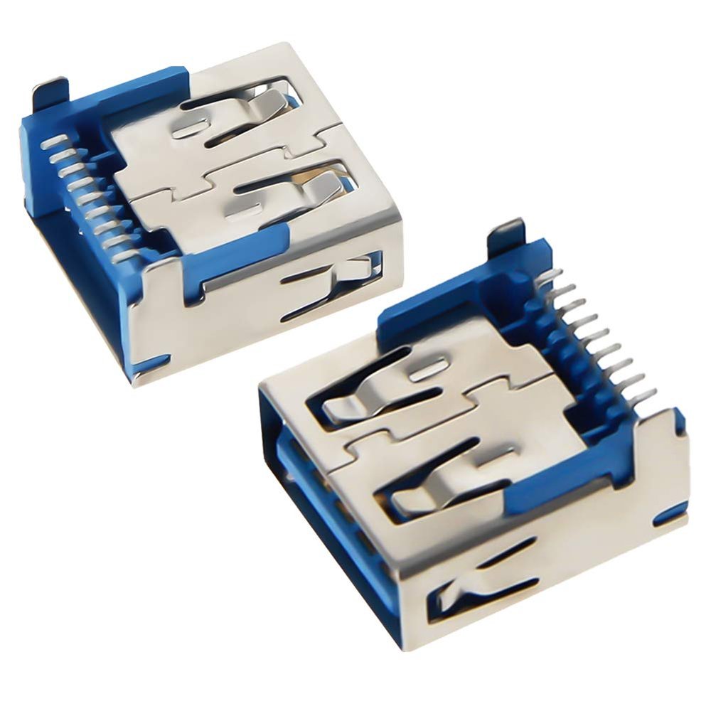 Fielect 15Pcs PCB USB Connector USB 3.0 Type A Female Jack 9 Pin Back Insert Patch No-Edge