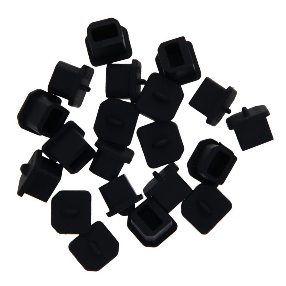 Fielect 10Pcs Silicone USB Anti Dust Cover Plug Protector USB Cap Port Cover for USB-B Black
