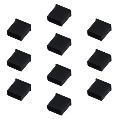 Fielect 10Pcs USB 2.0 Male Anti Dust Plug Cover Stopper Cap Silicone USB Cap Port Cover for USB 2.0 Black