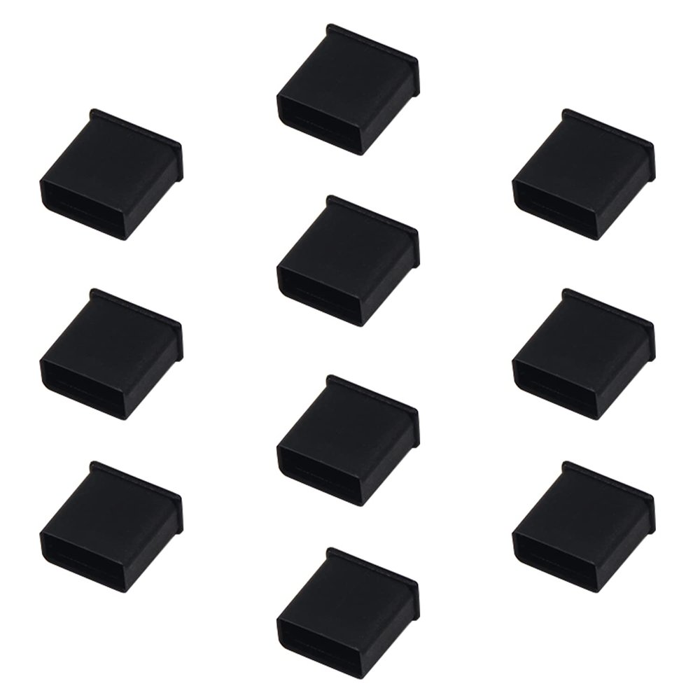 Fielect 10Pcs USB 2.0 Male Anti Dust Plug Cover Stopper Cap Silicone USB Cap Port Cover for USB 2.0 Black