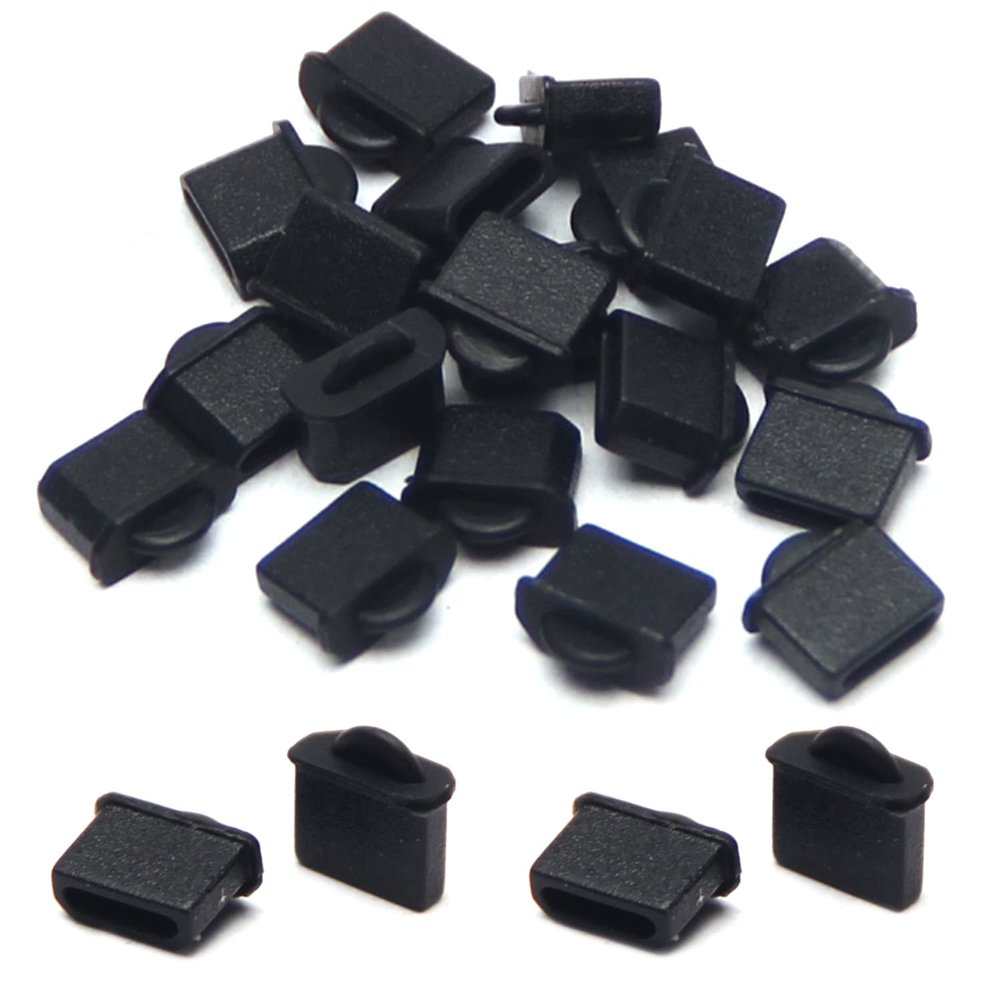 Fielect 10Pcs Micro HDMI Anti Dust Cover Plugs Silicone Protector Stopper Cap Black for Female Port Black for TV, Computer