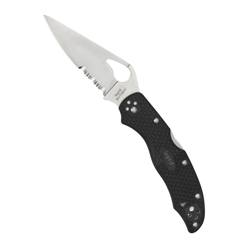 Byrd by Spyderco Harrier 2 Lightweight Folding Pocket Knife with 3.3" 8Cr13MoV Steel Blade and FRN Handle - EDC Knife for Men and Women, Perfect for Hunting, Tactical - CombinationEdge - BY01PSBK2
