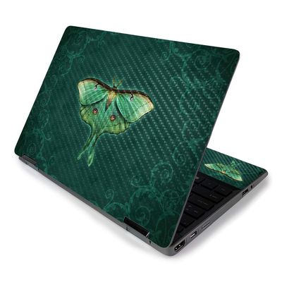 MightySkins Carbon Fiber Skin for HP Pavilion x360 11" (2019) - Luna Moth | Protective, Durable Textured Carbon Fiber Finish | Easy to Apply, Remove, and Change Styles | Made in The USA
