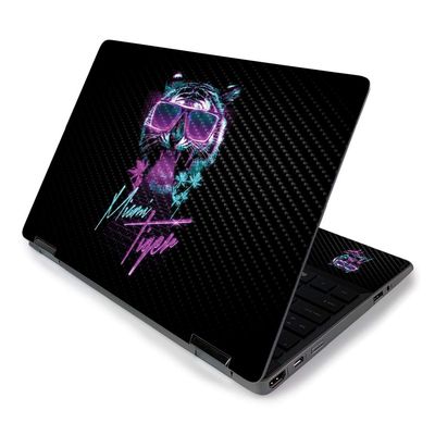 MightySkins Carbon Fiber Skin for HP Pavilion x360 11" (2019) - Miami Tiger | Protective, Durable Textured Carbon Fiber Finish | Easy to Apply, Remove, and Change Styles | Made in The USA