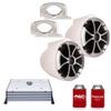 Wet Sounds ICON8W-FMINI 8" White Tower Speakers with Stainless Steel MINI Fixed Clamps & HTX2 600 Watt Amplifier view 1