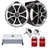 Wet Sounds ICON8B-FC-SA Black Tower Speaker HTX2 Amplifier Bundle view 1