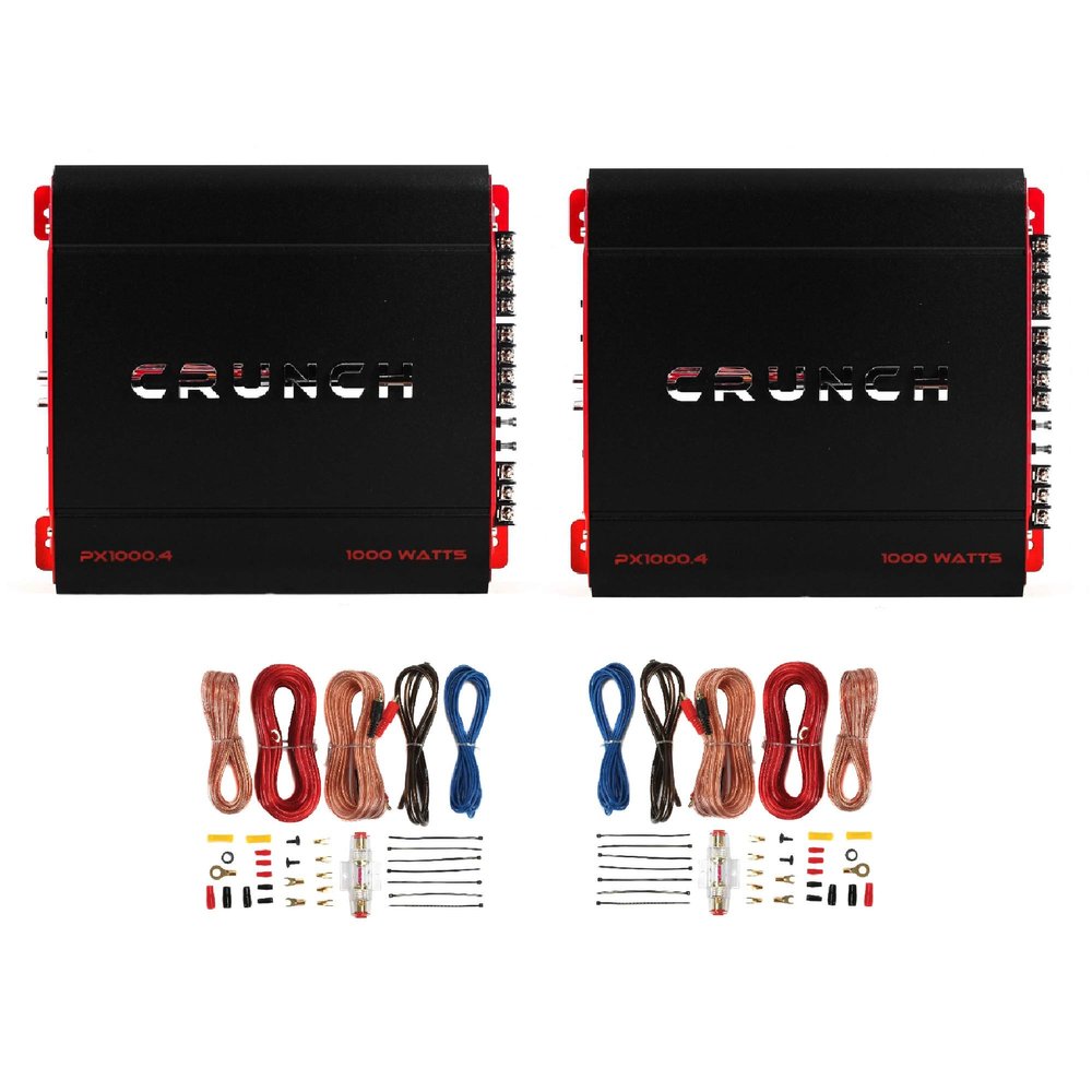 Crunch 4 Channel 1000 Watt Amp and Soundstorm Car Amp Wiring Kit w/ RCA (2 Pack)