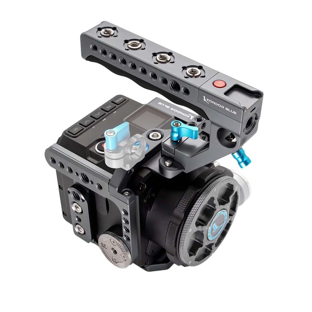 KONDOR BLUE | Cage with XL Talon Top Handle for Z CAM E2 Flagship Cage (M4/S6/F6/F8) | Cable Locks, Bubble Level, Integrated NATO Rails,and Multiple Mounting Options | Space Gray