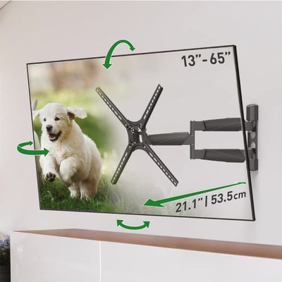 Barkan 21'' Long TV Wall Mount, 13-65 inch Full Motion Articulating - 4 Movement Premium Flat/Curved Screen Bracket, Holds up to 80lbs, Extremely Extendable, Fits LED OLED LCD