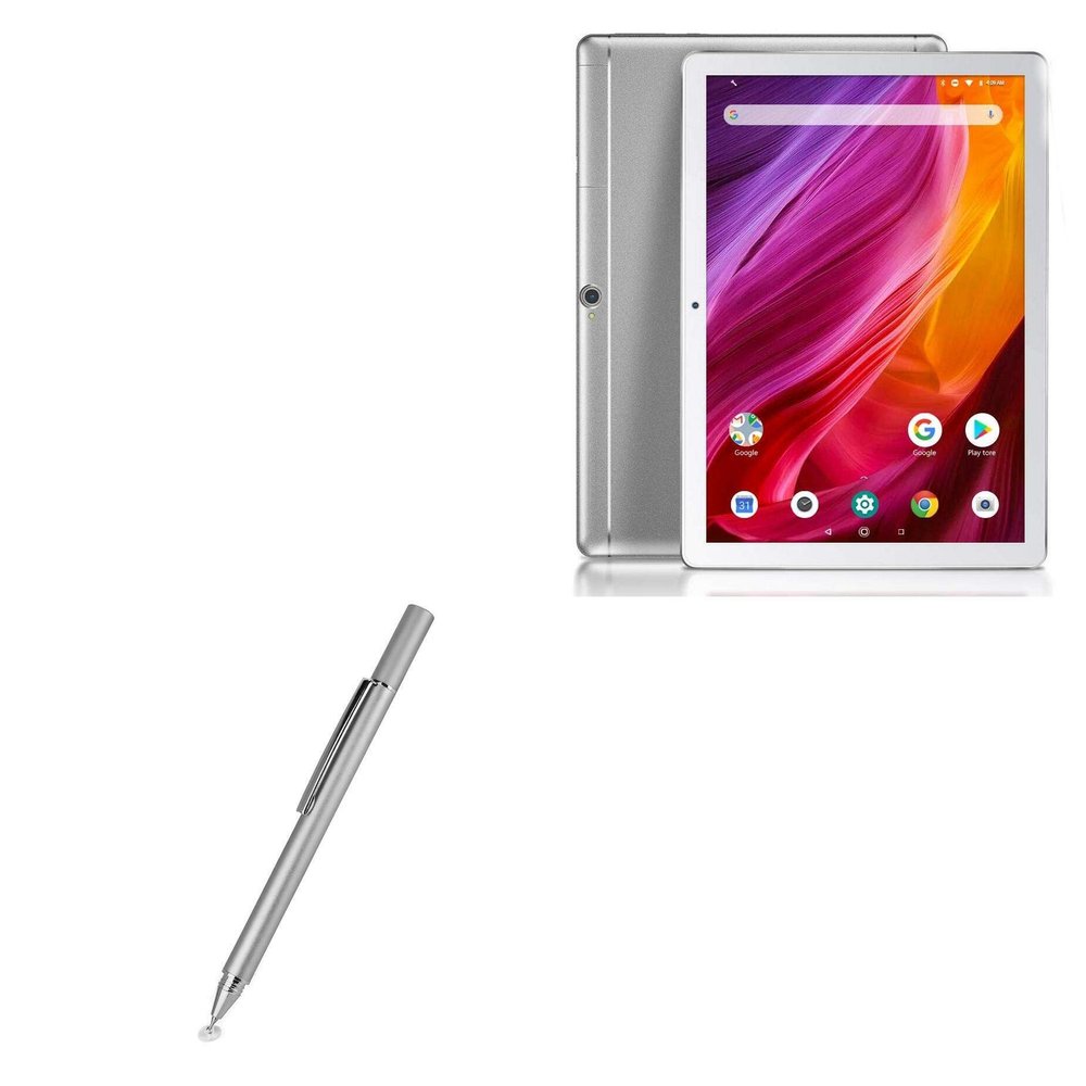 BoxWave Stylus Pen Compatible with Dragon Touch K10 Tablet - FineTouch Capacitive Stylus, Super Precise Stylus Pen - Metallic Silver