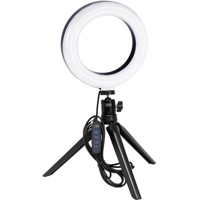 Vidpro RL-6 6" Inch LED Ring Light Kit with Mini Tripod and Ball Head. USB Powered for Portraits, Makeup, Modelling, Vloggers, Macro Photos and YouTube. Variable Color Temperature 2800K 4500K 6500K