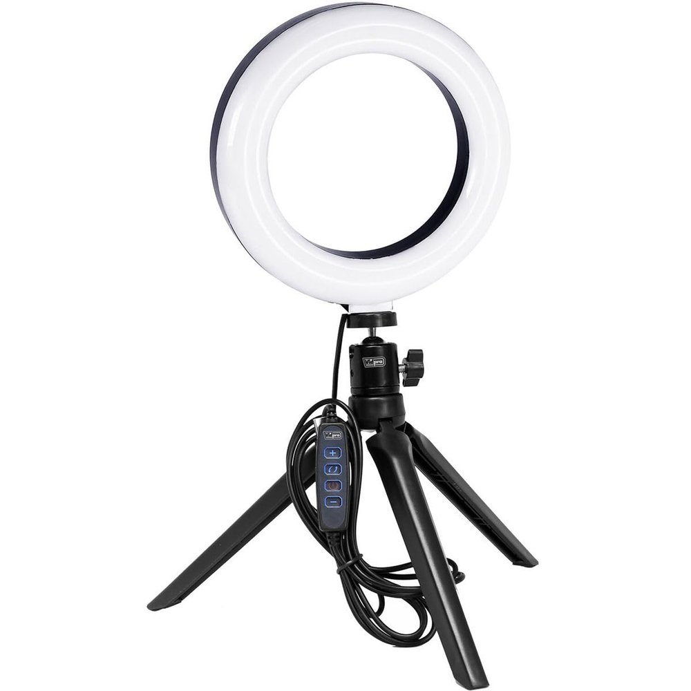 Vidpro RL-6 6" Inch LED Ring Light Kit with Mini Tripod and Ball Head. USB Powered for Portraits, Makeup, Modelling, Vloggers, Macro Photos and YouTube. Variable Color Temperature 2800K 4500K 6500K