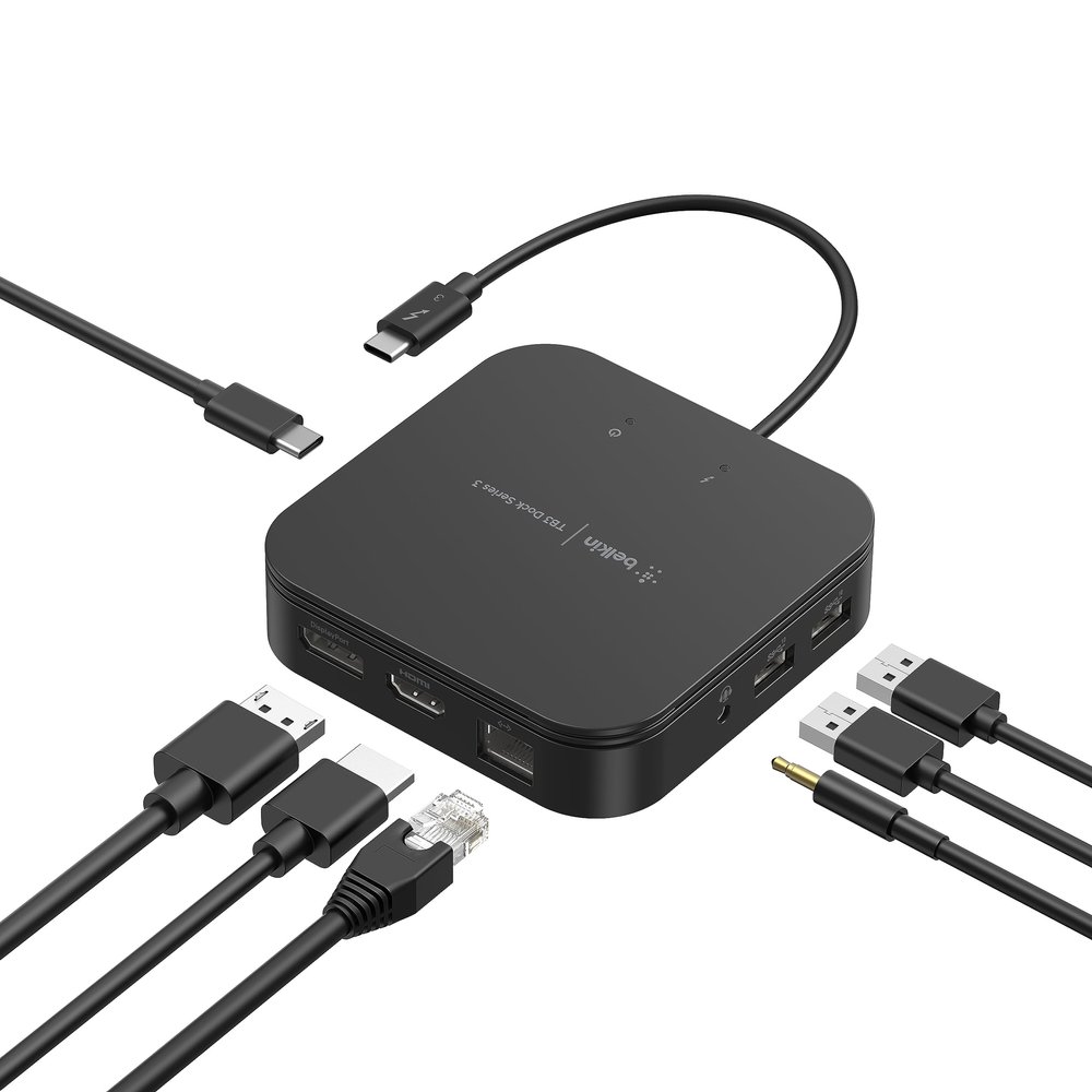 Belkin Thunderbolt 3 Dock Core With Thunderbolt 3 Cable - Usb C Hub - 7-In-1 Docking Station For Macs & Windows, 60W Upstream Charging, With Gigabit Ethernet, Displayport & Audio Ports