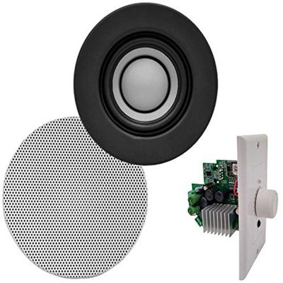 Earthquake Sound BTA-3.0 2-Channel Bluetooth in-Wall Power Amplifier with Two 3-inch Edgeless in-Ceiling Moisture-Resistant Speakers