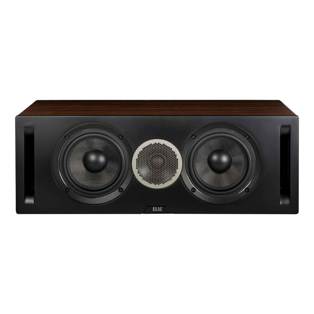 ELAC Debut Reference C5.2 Center Channel Speaker - Black Baffle, Walnut Cabinet