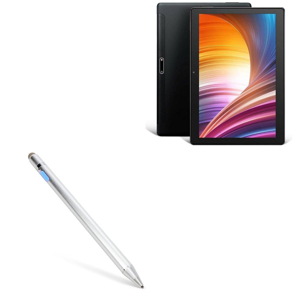 BoxWave Stylus Pen Compatible with Dragon Touch Max10 Tablet - AccuPoint Active Stylus, Electronic Stylus with Ultra Fine Tip - Metallic Silver