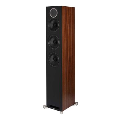 ELAC Debut Reference Floor Standing Speaker, Walnut or Oak Single Tower Speakers for Home Theater, Black Baffle with Walnut Sides