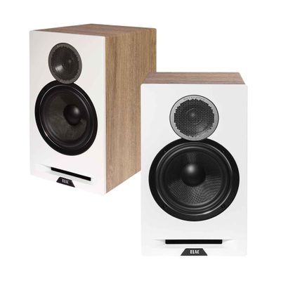 ELAC Debut Reference B6.2 Bookshelf Speakers - (Pair) White Baffle, Oak Cabinet