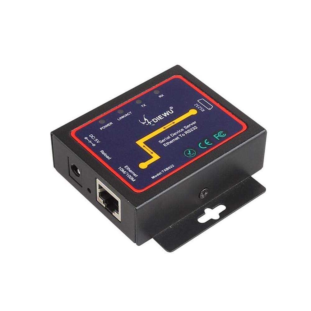 DIEWU Serial Device Server DB9 RJ45 to RS232 Ethernet to RS232 TCP/IP Server Module Communication Converter