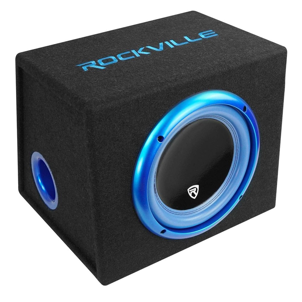 Rockville RVB10.1A 10 Inch 500W Active Car Subwoofer with Enclosure, Built-in Class AB Amplifier, Adjustable Bass Boost, Compact Design, for Car Audio Enthusiasts