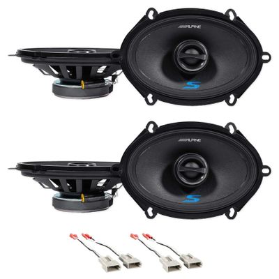 Alpine Pair S-S57 230 Watt 5x7 or 6x8 Coaxial 2-Way Car Audio Speakers Bundle with METRA 72-5512 Speaker Wire Harness Connector Compatible with 1987-Up Ford (2 Item)