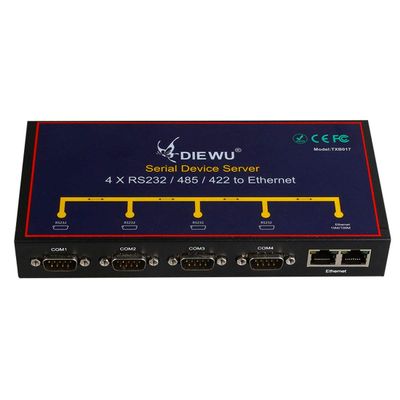 DIEWU Industrial 4 Ports Serial Device Server Converter Ethernet to RS232/422/485 Support VCOM/TCP Server/TCP Client/UDP Mode