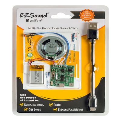 EZSound MultiPlay Light Activated Recordable Sound Chip | Records and Plays Multiple Songs and Messages | Create Recordable Custom Music Box | Light MP3 Music Sensor for Crafts, Hobbies, and Keepsakes