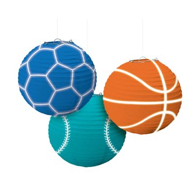 amscan Birthday Baller Paper Lanterns - 9 1/2", Assorted Colors, 3 Pcs