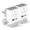 Ceptics Israel Travel Adapter 2 Pack Set, QC 3.0 & PD, Safe Dual USB & USB-C - 2 USA Socket Compact & Powerful - Use in Palestine, Gaza Strip - Type H - AP-14 - Fast Charging (AP-14-2PK) view 1