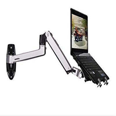 Aluminum Alloy Mechanical Spring Arm Wall Mount Laptop Holder Full Motion Laptop Mount Arm Monitor Holder Laptop Stand (Black)