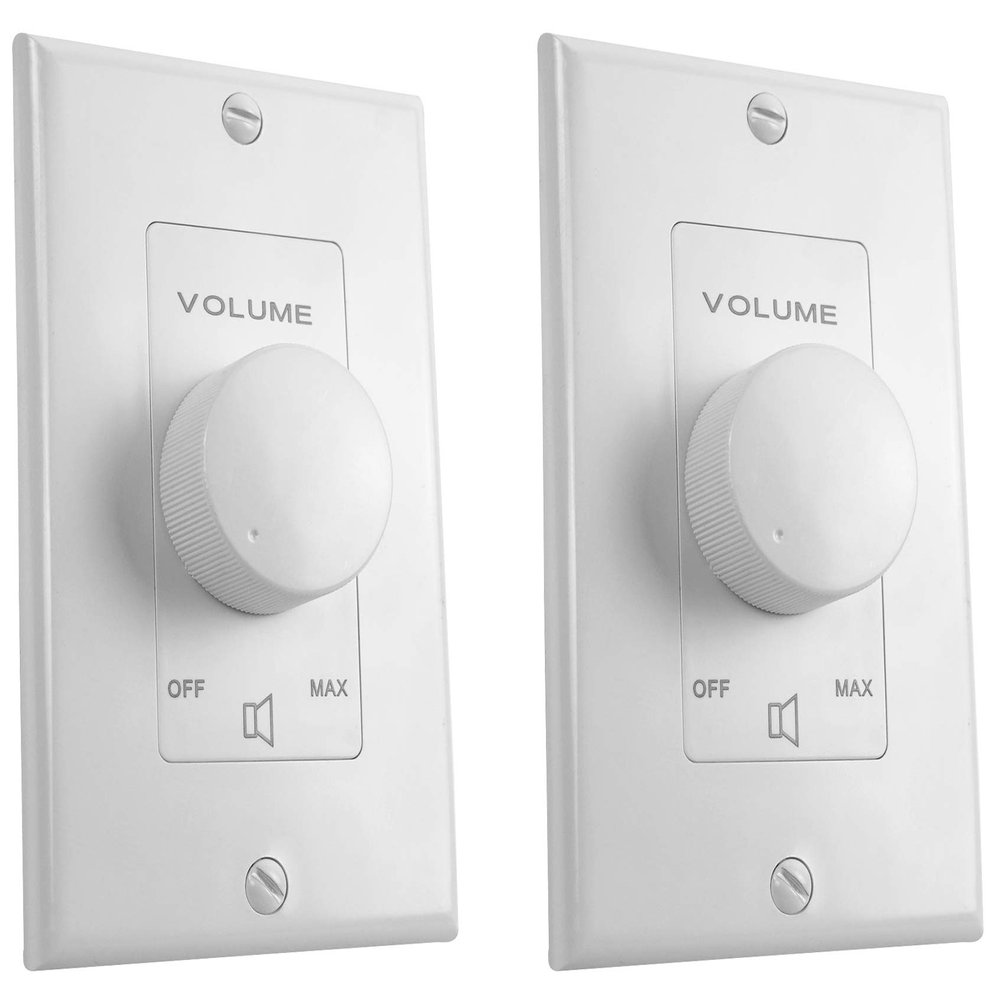 Rockville VOL7035 White 35W 70V Wall Volume Control Zone Controller Box, 1-Gang Design for Commercial Audio, Restaurants, Offices, and Retail Sound Systems, 2-Piece