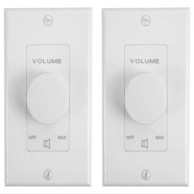 Rockville VOL70100 100 Watt 70V Wall Volume Control Zone Controller, White, 11-Step Rotary Dial, Euro-Block Terminal, Dust-Protected Circuit, for Commercial and Home Audio, 2-Piece