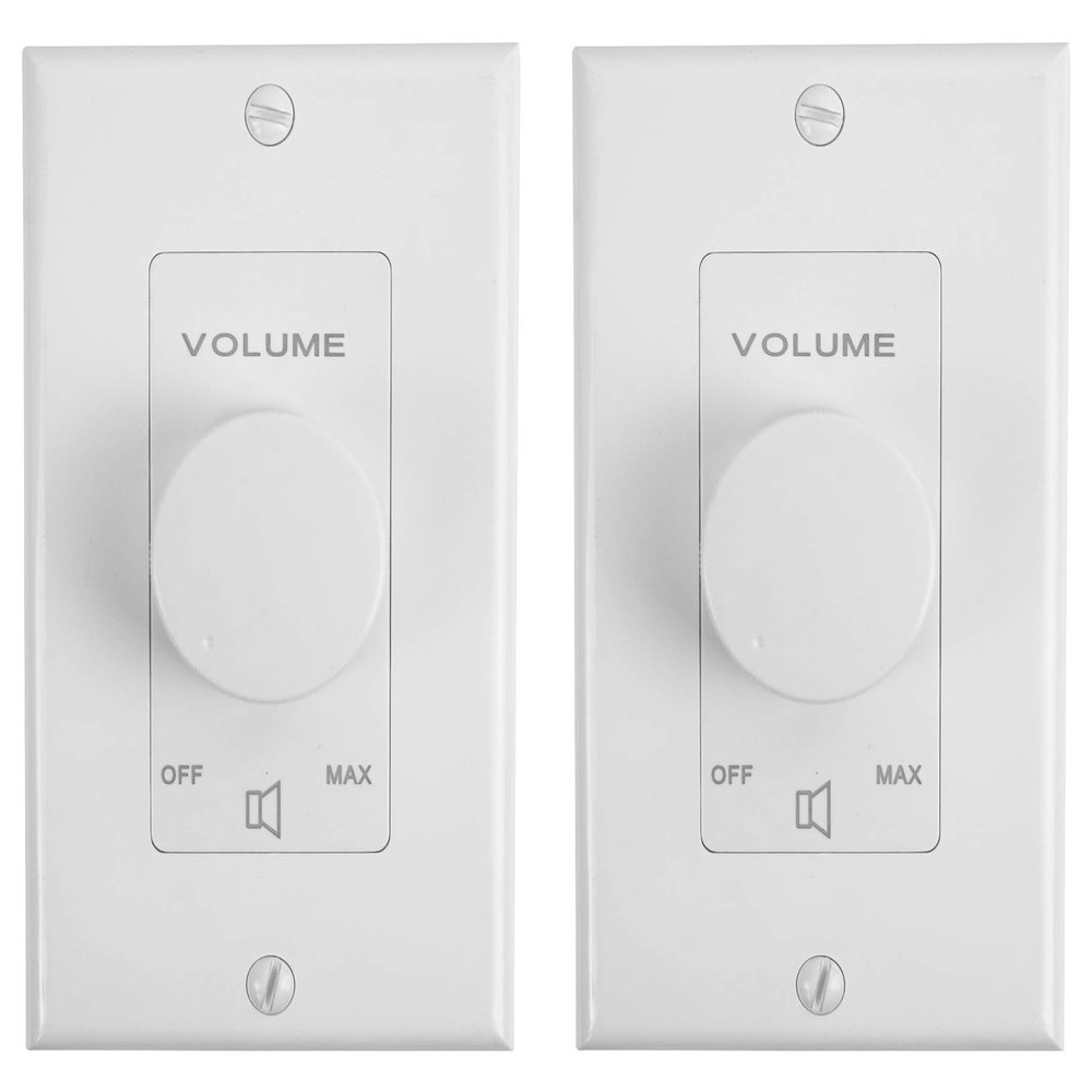 Rockville VOL70100 100 Watt 70V Wall Volume Control Zone Controller, White, 11-Step Rotary Dial, Euro-Block Terminal, Dust-Protected Circuit, for Commercial and Home Audio, 2-Piece