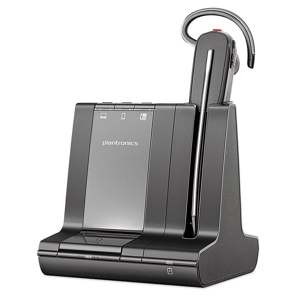 Plantronics - Savi 8240 Office-Wireless DECT Single In-Ear(Mono) Headset-Convertible (3 wearing styles)-Noise Cancelling Mic-Connects to Deskphone/ PC Mac-Works with Teams (Certified), Zoom & more