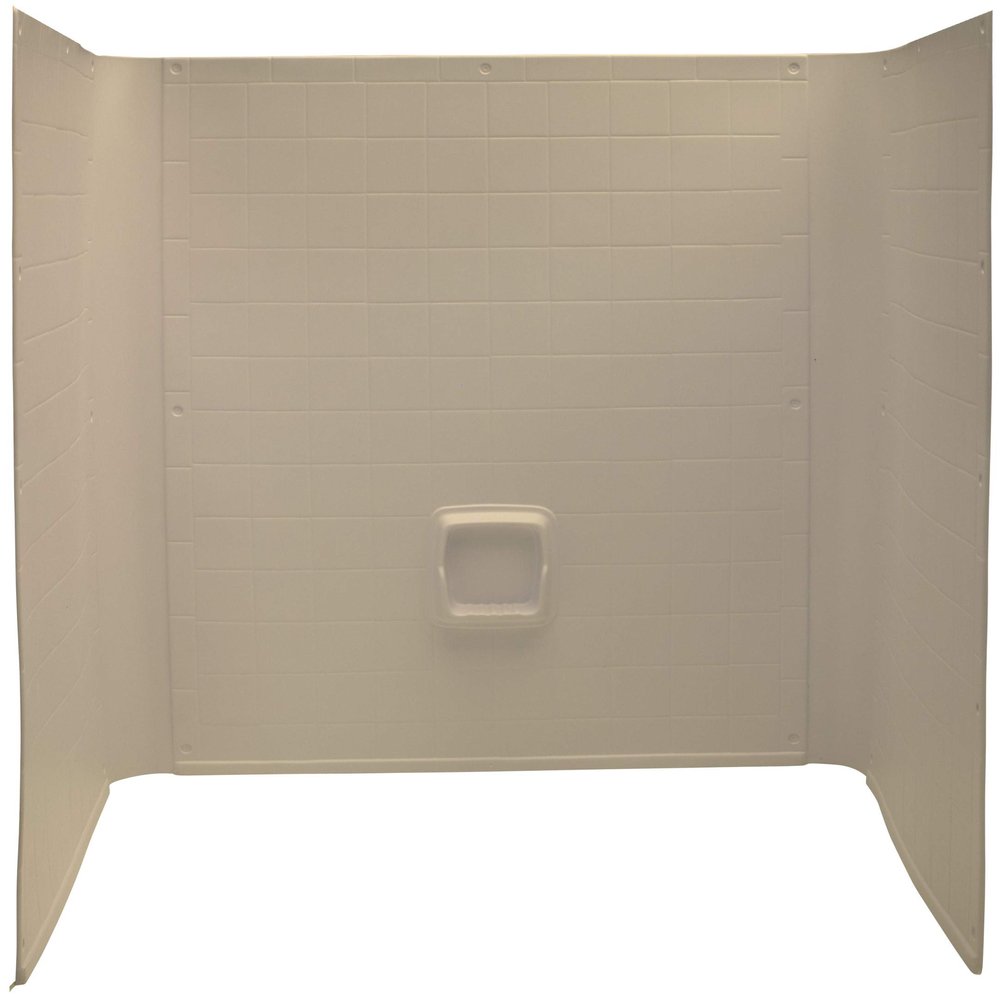Lippert Replacement 27 x 54 x 58" Almond Bathtub Wall Surround with Scratch-Resistant ABS Acrylic for RVs, Manufactured Homes, Travel Trailers, 5th Wheels, Motorhomes - AUW27STD-SPK