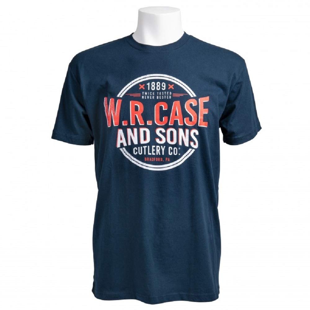 Case xx Navy Blue Twice Tested Never Bested Small Cotton T-Shirt