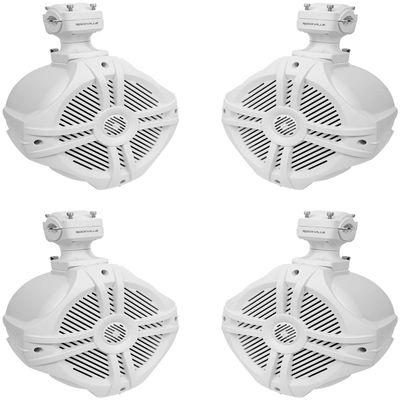 Rockville (4) RWB70W White 6.5" 250w Marine Wakeboard 360 Swivel Tower Speakers