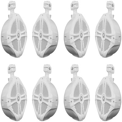 Rockville RWB90W 8 in 600W Peak/400W RMS White Marine Wakeboard Tower Speakers w/360 Degree Swivel Mounting Brackets, Polypropylene Cones, Waterproof ABS Housings & Rustproof Hardware, 8 Speakers