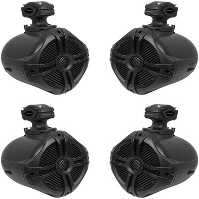 Rockville RWB70B 250W Marine Wakeboard Tower Speaker, 6.5", 360 Degree Swivel, Waterproof, Durable, High-Fidelity for Boats, Jeeps, ATVs, 4-Piece
