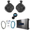 Rockville RWB90B Bundle: (2) 8 in 300-Watt Peak/200-Watt RMS Tower Marine Speakers, DBM25 Marine Amplifier, RGHR2 Gauge-Hole Receiver, Bluetooth Wired Remote, RMWK4 Amplifier Install Kit, 5-Items view 1