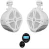 Rockville RWB90W Bundle: (2) 8-in 600-Watt White Marine Wakeboard 360 Swivel Tower Speakers, RGHR2 Marine Gauge Receiver with Bluetooth USB and Wired Remote, 3-Items view 1