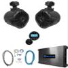 Rockville RWB70B Bundle: (2) 6.5 in 250w Wakeboard Swivel Tower Speakers, DBM25 RMS Class-AB Marine Amplifier, RGHR2 Gauge-Hole Receiver Bluetooth AM/FM Wired Remote, RMWK4 4 AWG Install, 5-Items view 1