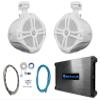 Rockville RWB90W Bundle: (2) 8 in 300-Watt Peak/200-Watt RMS Wakeboard Swivel Tower Marine Speakers, DBM25 Class-AB Amplifier, RGHR2 Gauge-Hole Receiver, RMWK4 Marine Amp Install Kit, 5-Items view 1