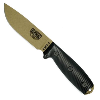 ESEE-4 1095 Carbon Steel, Black Sheath (Dark Earth Blade, Black G10 3D Handle)