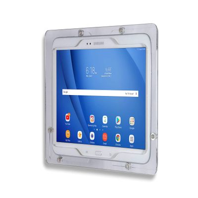 TABcare Anti-Theft Acrylic VESA Enclosure Compatible for Galaxy TAB A 10.5" with Free Wall Mount Kit & 90-Degree USB C Charge Cable (TAB A 10.5, Clear)