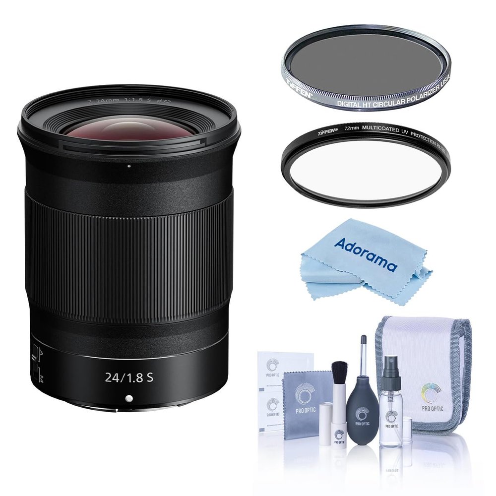 Nikon NIKKOR Z 24mm f/1.8 S Lens, Bundle with Tiffen 72mm UV and CPL Filters